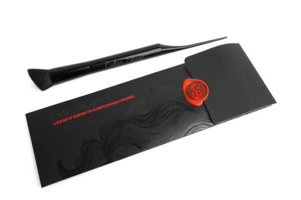Hair color brush with packaging